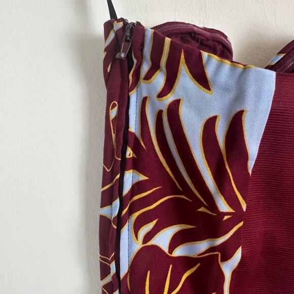 H&M Conscious Red Blue Floral Strapless Sweetheart Neckline Zip Jumpsuit Size 2 - Picture 5 of 13